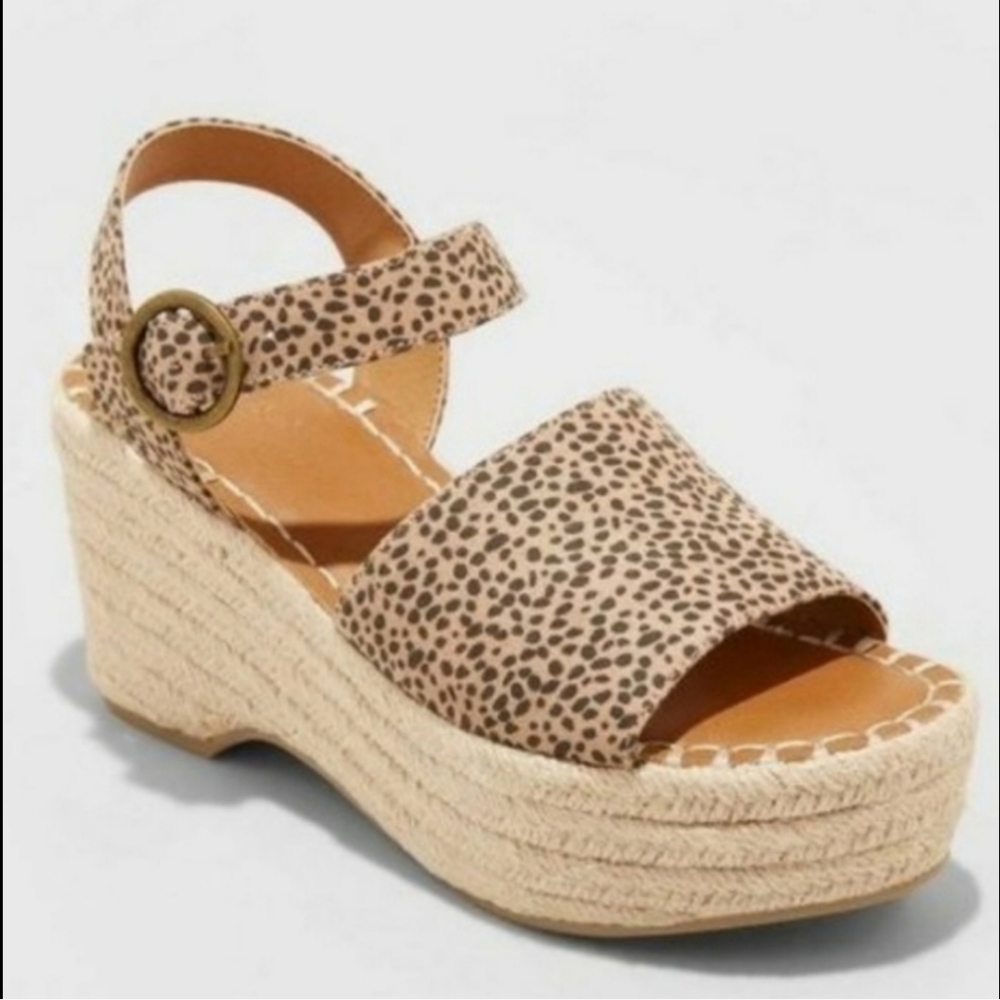 Universal Thread Morgan Espadrille Wedge Platform Sandals in Leopard Pri…